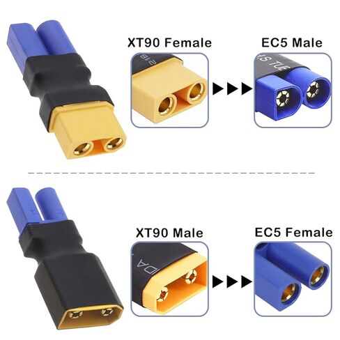 4 قطعة XT90 إلى EC5 أنثى ذكر موصل محول، لا سلك EC5 إلى XT90 أنثى ذكر قابس مهايئ ل RC FPV الطائرة بدون طيار RC سيارة يبو شاحن البطارية ESC in Saudi Arabia