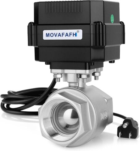 1 1/2" 15NM Motorized Ball Valve Stainless Steel - 2 Wire Auto Return Electric Water Valve Normally Open With Full Port, 110-230V AC Automatic Ball Valve With U.S.Plug in Saudi Arabia