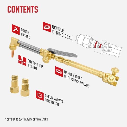 RX WELD V-Style Medium Duty Cutting Torch with Check Valve, Oxygen Acetylene Cutting with CA1350 Cutting Attachment, 100FC Torch Handle, 1-3-101 Cutting Tip in Saudi Arabia