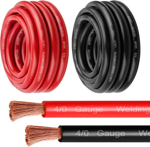 كابل بطارية MOOKEERF 6 قياس - 5FT أحمر + 5FT أسود 6 AWG كابل لحام مرن مجدولة وخالي من الأكسجين سلك نحاسي نقي للسيارات والبطارية والعاكس والطاقة الشمسية والبحرية والمولدات in Kuwait