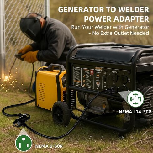10FT Welder Adapter Extension Cord, NEMA L14-30P to 6-50R, 30 Amp 4-Prong to 3-Prong Generator to Welder Plug, 10AWG Heavy Duty STW, 240V Welding Power Cord with Handle and LED Indicator in Saudi Arabia
