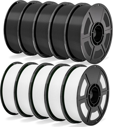 3D Printer PLA Filament White,30-300mm/s Neatly Wound 3D Printing Filament 1kg (2.2lbs),Pla for Bambu Lab 3D Printer,AMS,AMSLite, Pla Filament 1.75mm Dimensional Accuracy +/- 0.02mm Black+White 10kg in Saudi Arabia