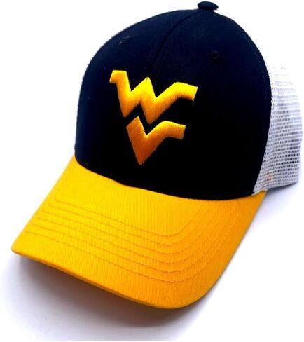 West Virginia Classic Two Tone Hat Adjustable University Mesh Trucker Cap Blue in Saudi Arabia