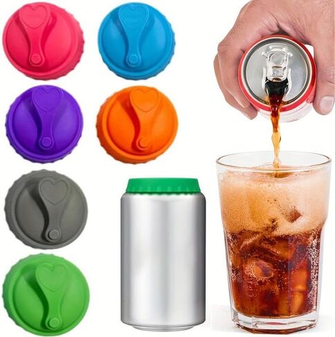 6PCS Silicone Can and Cup Lids for Leak - Proof Sealing, B in Saudi Arabia