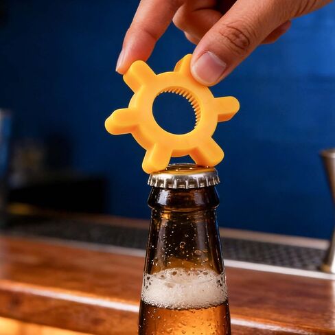 1PC Rotary Bottle Cap Opener, Compact Plastic Design Bottle Opener, for Home Kitchen, Easy Twist, Yellow in Saudi Arabia
