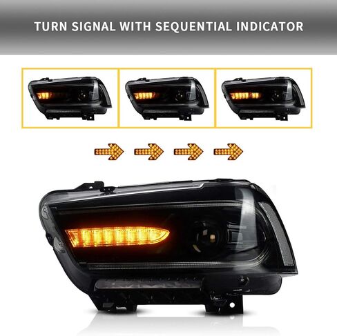 مصابيح أمامية LED من VLAND متوافقة مع دودج تشارجر 2011-2014 (لا تشمل المصابيح وجوانب السائق والراكب) in Saudi Arabia