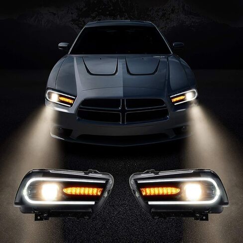 مصابيح أمامية LED من VLAND متوافقة مع دودج تشارجر 2011-2014 (لا تشمل المصابيح وجوانب السائق والراكب) in Saudi Arabia