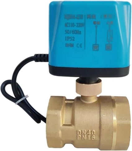 Motorized Ball Valve Brass 2-wire Power-off Reset 8 N·m Big Torque 220V 110V 24V 12V AC/DC Alternative Electric Solenoid 1Pcs(1-1/4",220VAC_NORMALLY CLOSED) in Saudi Arabia