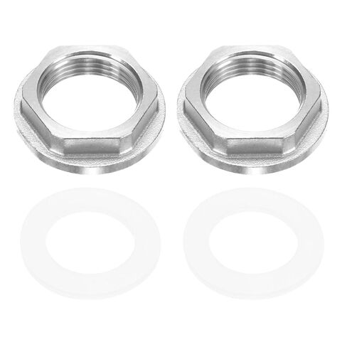 M METERXITY Flange Hex Lock Nut (G 3/4 Inch Female Thread) 2 PCS - 304 Stainless Steel Pipe Fitting Locknuts & with Silicone Washer, Apply to Kitchen Sink Plumbing/Bathroom Basin in Saudi Arabia