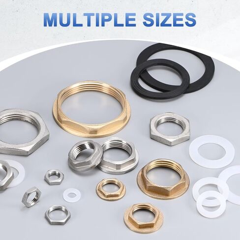 M METERXITY Flange Hex Lock Nut (G 3/4 Inch Female Thread) 2 PCS - 304 Stainless Steel Pipe Fitting Locknuts & with Silicone Washer, Apply to Kitchen Sink Plumbing/Bathroom Basin in Saudi Arabia
