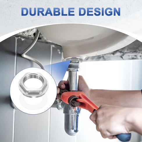 M METERXITY Flange Hex Lock Nut (G 3/4 Inch Female Thread) 2 PCS - 304 Stainless Steel Pipe Fitting Locknuts & with Silicone Washer, Apply to Kitchen Sink Plumbing/Bathroom Basin in Saudi Arabia