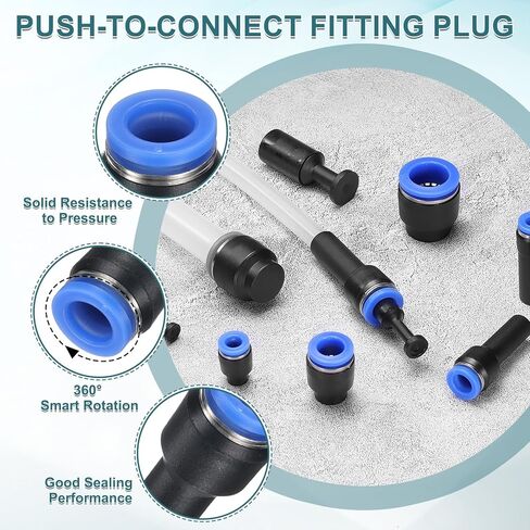 uxcell 10Pcs 5/16" OD x 3/8" OD Push-to-Connect Fittings Plug, Cap Style Pneumatic Blanking Plugs, Leak-Proof Air Push Connectors for Compressed Air Systems in Saudi Arabia