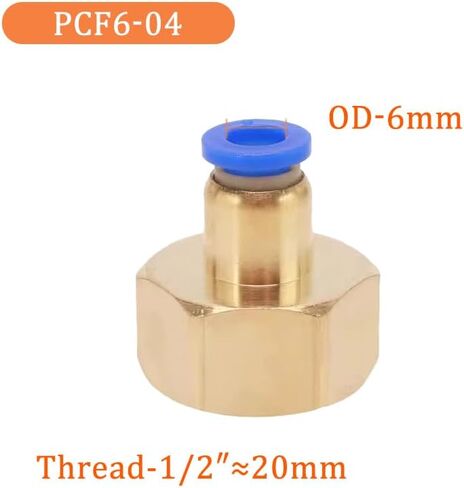 50pc Pneumatic Quick Connector Air Fitting PCF For 4 6 8 10 12mm Hose Tube Pipe To 1/8" 3/8" 1/2" 1/4" Female Thread Brass Joint(PCF6-04) Plumbing Fittings in Saudi Arabia