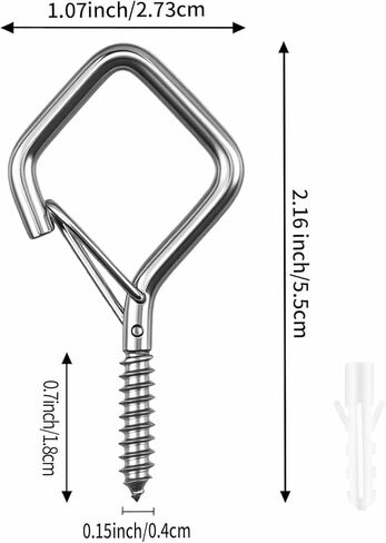 304 Stainless Steel Screw in Hooks Heavy Duty, 2.16 Inch Eye Hooks Windproof Ceiling Hooks for Hanging Plants, Outdoor String Lights, Bird Feeders and Home Decor (304 Stainless Steel, 10 Pcs) in Saudi Arabia