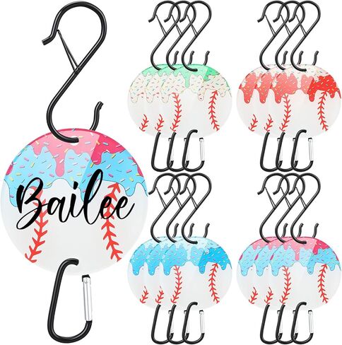 12 Pcs Baseball Ice Cream Drip Fence Hooks Sport Fence Hooks Clip with Acrylic Board for Baseball Lover Player Gift in Saudi Arabia