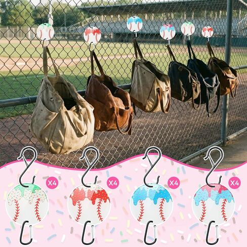 12 Pcs Baseball Ice Cream Drip Fence Hooks Sport Fence Hooks Clip with Acrylic Board for Baseball Lover Player Gift in Saudi Arabia