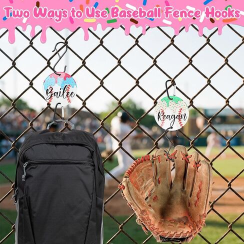 12 Pcs Baseball Ice Cream Drip Fence Hooks Sport Fence Hooks Clip with Acrylic Board for Baseball Lover Player Gift in Saudi Arabia