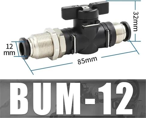 Pneumatic Manual Valve BUC BUL BUM Black Steering Switch Ball Hose 4 6 8 10 12mm Straight Elbow 1Pcs(BUM12mm) in Saudi Arabia