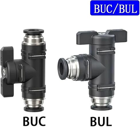 Pneumatic Manual Valve BUC BUL BUM Black Steering Switch Ball Hose 4 6 8 10 12mm Straight Elbow 1Pcs(BUM12mm) in Saudi Arabia