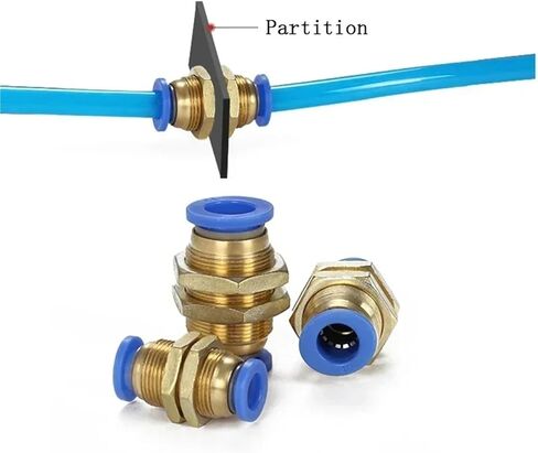 Pneumatic Fittings PM Bulkhead Straight Connectors 4/6/8/10/12 Mm Push In Hose Connector Pipe 1Pcs(White 8mm) in Saudi Arabia