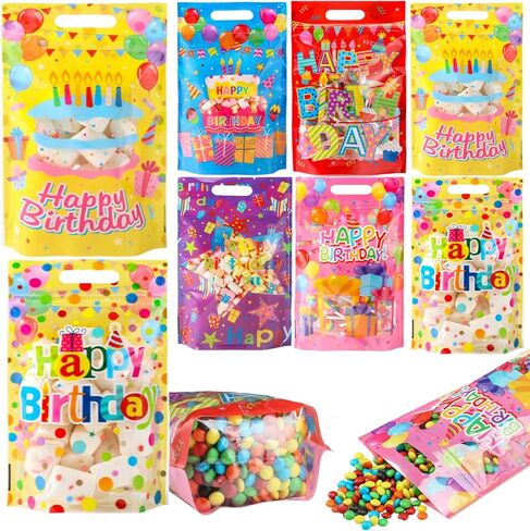Fuutreo 60 Pcs Christmas Gift Bags Clear Xmas Plastic Bags Resealable Xmas Buffalo Plaid Sealed Pouches with Handles for Merry Christmas Holiday Party Candy Gift Wrap Supplies Decoration (Cute) in Saudi Arabia