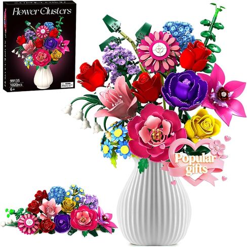 Flowers Bouquet Building Set, Rose Flower Botanical Collection Building Kit Toys Home Decoration Gifts for Valentine Day, Christmas, Birthday, Mother's Day, Toys for Girl Women Kids Aldult 6+ in Saudi Arabia