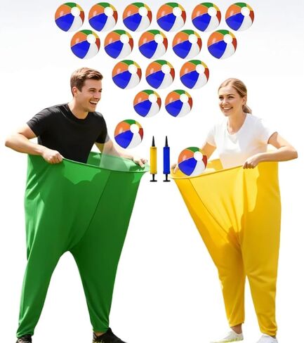 قطعتان من لعبة Granny Pants Yard - لعبة سباق مضحكة للحفلات في الفناء الخلفي مع 18 كرة نطاطة ومضخة هواء - لم شمل عائلي مرح وأنشطة بناء فريق الكبار للمجموعات واليوم الميداني والشواء in Saudi Arabia