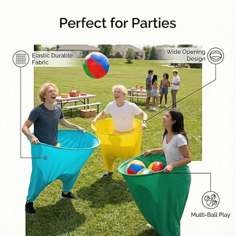 قطعتان من لعبة Granny Pants Yard - لعبة سباق مضحكة للحفلات في الفناء الخلفي مع 18 كرة نطاطة ومضخة هواء - لم شمل عائلي مرح وأنشطة بناء فريق الكبار للمجموعات واليوم الميداني والشواء in Saudi Arabia