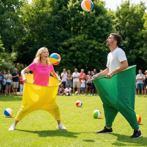 قطعتان من لعبة Granny Pants Yard - لعبة سباق مضحكة للحفلات في الفناء الخلفي مع 18 كرة نطاطة ومضخة هواء - لم شمل عائلي مرح وأنشطة بناء فريق الكبار للمجموعات واليوم الميداني والشواء in Saudi Arabia