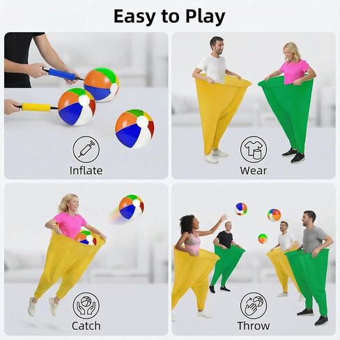 قطعتان من لعبة Granny Pants Yard - لعبة سباق مضحكة للحفلات في الفناء الخلفي مع 18 كرة نطاطة ومضخة هواء - لم شمل عائلي مرح وأنشطة بناء فريق الكبار للمجموعات واليوم الميداني والشواء in Saudi Arabia