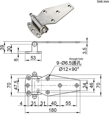 304 Stainless Steel Protruding Door Hinge Industrial Equipment Oven Door Commercial Kitchen Supplies Heavy-Duty Hinge 1Pcs in Saudi Arabia