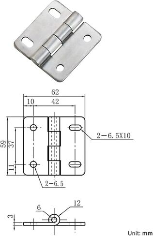 Waist Hole Hinge 304 Stainless Steel Industrial Equipment Hinge 1Pcs(59x62x3mm) in Saudi Arabia