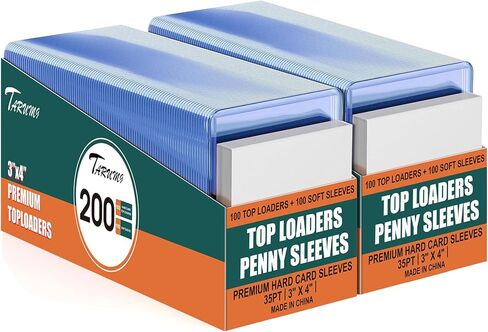 200 Card Sleeves Top Loads for Cards, 3" x 4" Standard Size Premium Baseball Card Protectors, for Trading Sports Baseball Football Game Cards (100 Hard Sleeves + 100 Soft Sleeves) in Saudi Arabia