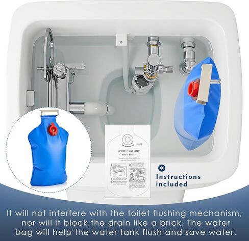 Honeydak 6 Pack Toilet Tank Insert Water Save Conserving Tank Insert 2.3l Blue Toilet Water Saving Storage Containers Flush Replacement Brick Storage Bag for Bathroom, 13 x 8 Inches in Saudi Arabia