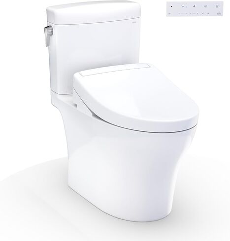 TOTO® WASHLET®+ Aquia IV® Cube Two-Piece Elongated Dual Flush 1.28 and 0.9 GPF Toilet with S5 Bidet Seat, Cotton White - MW4363446CEMFGN#01 in Saudi Arabia