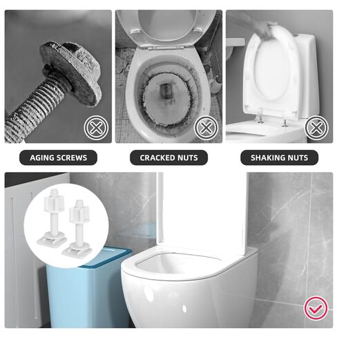 Cabilock Toilet Seat Hinge Bolt Screw Set with Nuts 2-Pack Plastic Toilet Cover Screws for Secure Seat Installation Easy DIY Replacement Hardware in Saudi Arabia