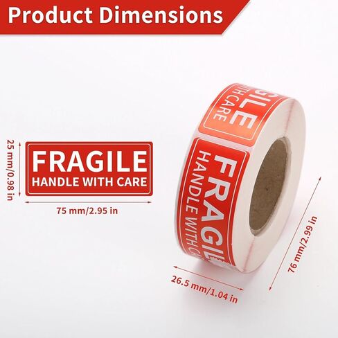 1 RollFragile Stickers for Shipping, Fragile Stickers for Moving Labels for Boxes, Fragile Handle with Care Warning Stickerss, for Packing Warning Labels in Saudi Arabia