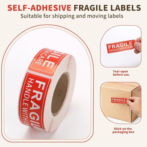 1 RollFragile Stickers for Shipping, Fragile Stickers for Moving Labels for Boxes, Fragile Handle with Care Warning Stickerss, for Packing Warning Labels in Saudi Arabia