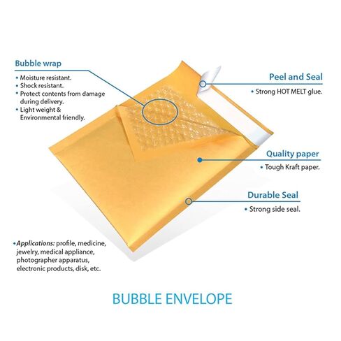 Supply Air 6x10 Kraft Bubble Mailers - أظرف مبطنة للشحن والبريد والتعبئة والتغليف (أحجام العبوات المتعددة) (250 بريدًا) in Kuwait