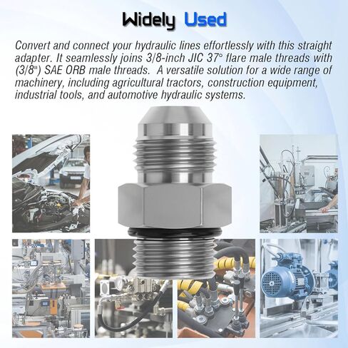 Hydraulic Hose Connector 3/8" JIC Male x 3/8" SAE ORB Male Straight Converter Hydraulic Pipe Joints Adapter Fitting 6400-06-06 for Hydraulic Systems (2 Pack) in Kuwait
