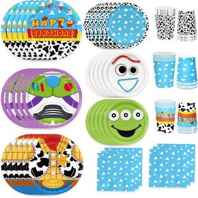120pcs Birthday Party Supplies Include Cloud Plates Napkins Cup Dessert Plates Disposable Paper Tableware Set Kids Birthday Party Decorations For 30 Guests in Saudi Arabia