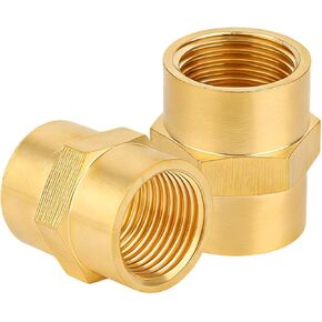 2pcs Brass Pipe Fitting NPT Coupler, Heavy Duty 1/2" x 1/2" NPT Hex Coupler Pipe Fitting for Air Water Gas Oil in Kuwait