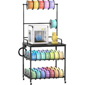 Metal 3D Printer Table with Filament Storage,Mobile 3D Filament Cart with Charging Station Printer Desk Workstation with Wheels for Workshop Studio Office in Saudi Arabia