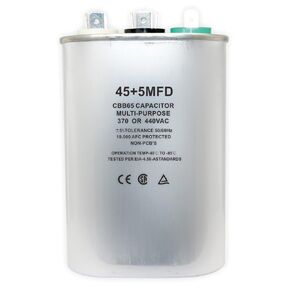 30+5 uF CBB65 Oval Dual Run Circular Start Capacitor, 30/5 MFD ±5% 370V/440VAC Combination Capacitor for Compressor AC Motor Run Fan Start Condenser Straight Cool Heat in Saudi Arabia