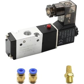 Pneumatic 3/2 Way Solenoid Valve 2 Position Operated Single Electric Control 3V110-06 1Pcs(3V110-06 w SL4-01) in Saudi Arabia