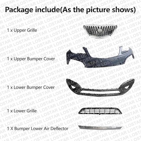 3PCS Front Bumper Cover Lower Grille and Skid Plate Set Compatible with 2017-2022 Encore in Saudi Arabia