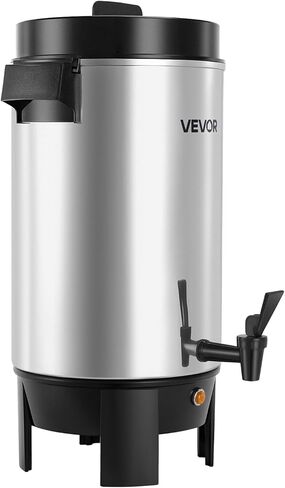 VEVOR Commercial Coffee Urn, 40 Cup 203oz Hot Beverage Dispenser with Dripless Faucet, 1090W Quick-Brewing Coffee Maker, Automatic Temperature Control, for Catering, Party, Church & Restaurant in Saudi Arabia