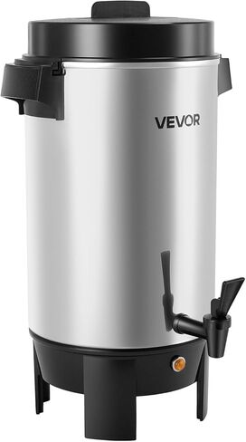 VEVOR Commercial Coffee Urn, 40 Cup 203oz Hot Beverage Dispenser with Dripless Faucet, 1090W Quick-Brewing Coffee Maker, Automatic Temperature Control, for Catering, Party, Church & Restaurant in Saudi Arabia