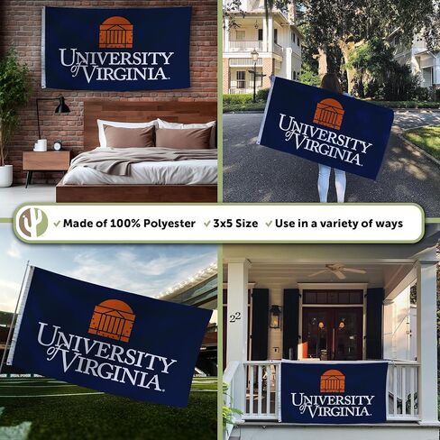 Desert Cactus University of Virginia Flag - 3 x 5 Feet Cavaliers UVA Wahoos Banner, Indoor/Outdoor Durable Fabric Display (Style F1) in Saudi Arabia