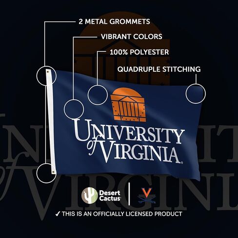 Desert Cactus University of Virginia Flag - 3 x 5 Feet Cavaliers UVA Wahoos Banner, Indoor/Outdoor Durable Fabric Display (Style F1) in Saudi Arabia
